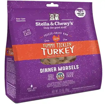 Dinner Morsels Tummy Ticklin' Turkey Grain Free Freeze Dried Raw Cat Food 3.5-oz