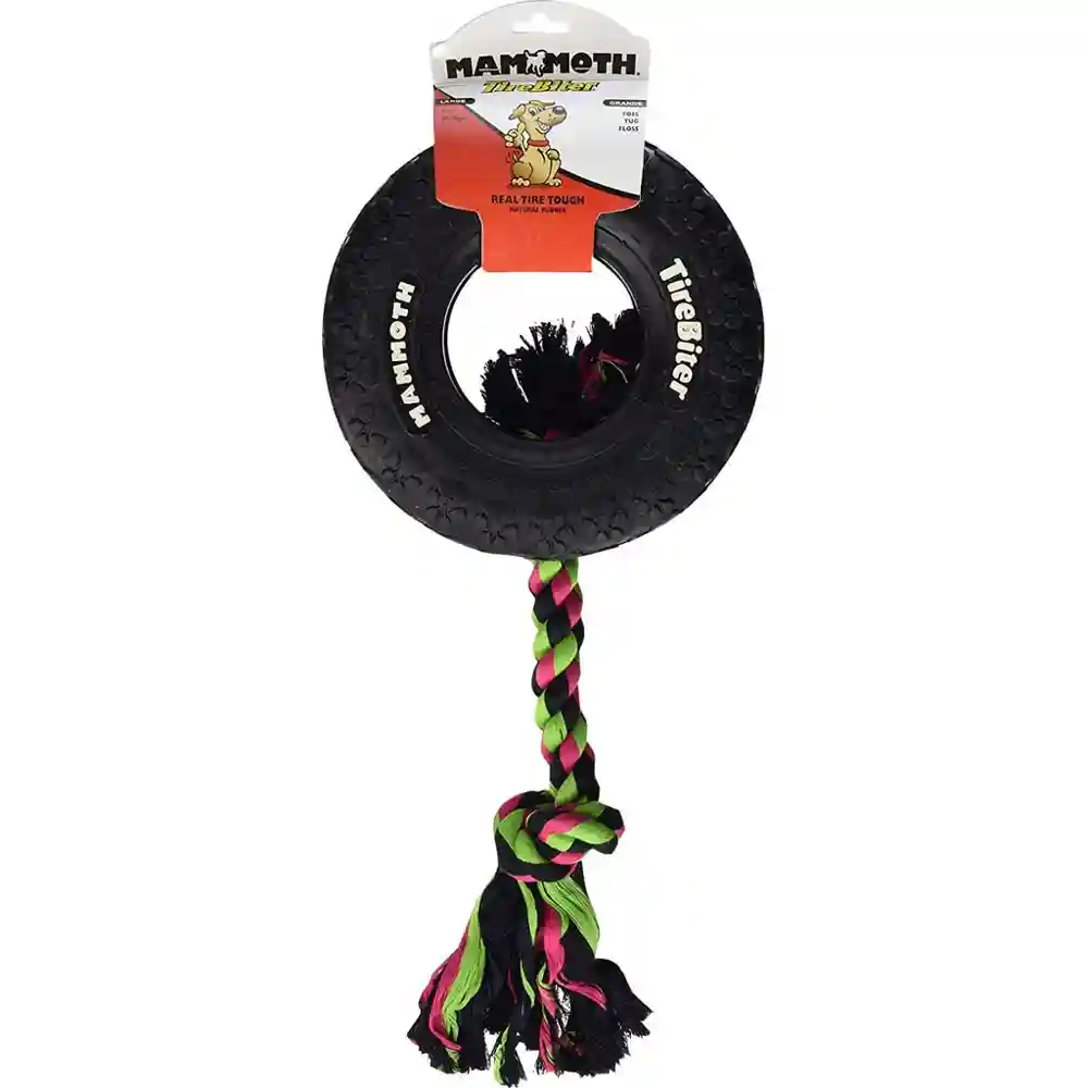 Tirebiter Ii With Rope Dog Toy Large 16.5 X 6.25 X 2.75"