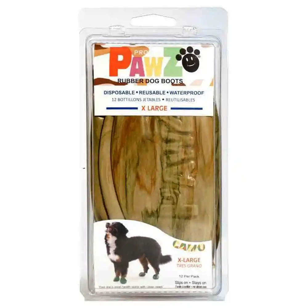 Waterproof Dog Boots, Camo, 12 Count Small
