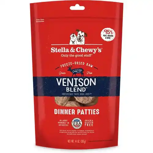 Dinner Patties Simply Venison Blend Grain Free Freeze Dried Raw Dog Food 14-oz