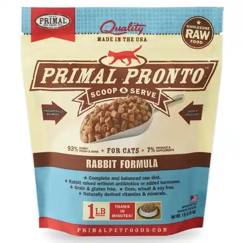 Pronto Raw Rabbit Frozen Cat Food 1-lb