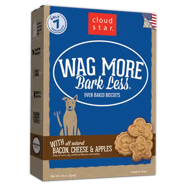 Wag More Bark Less Oven Baked Bacon, Cheese & Apple Dog Treats 16-oz
