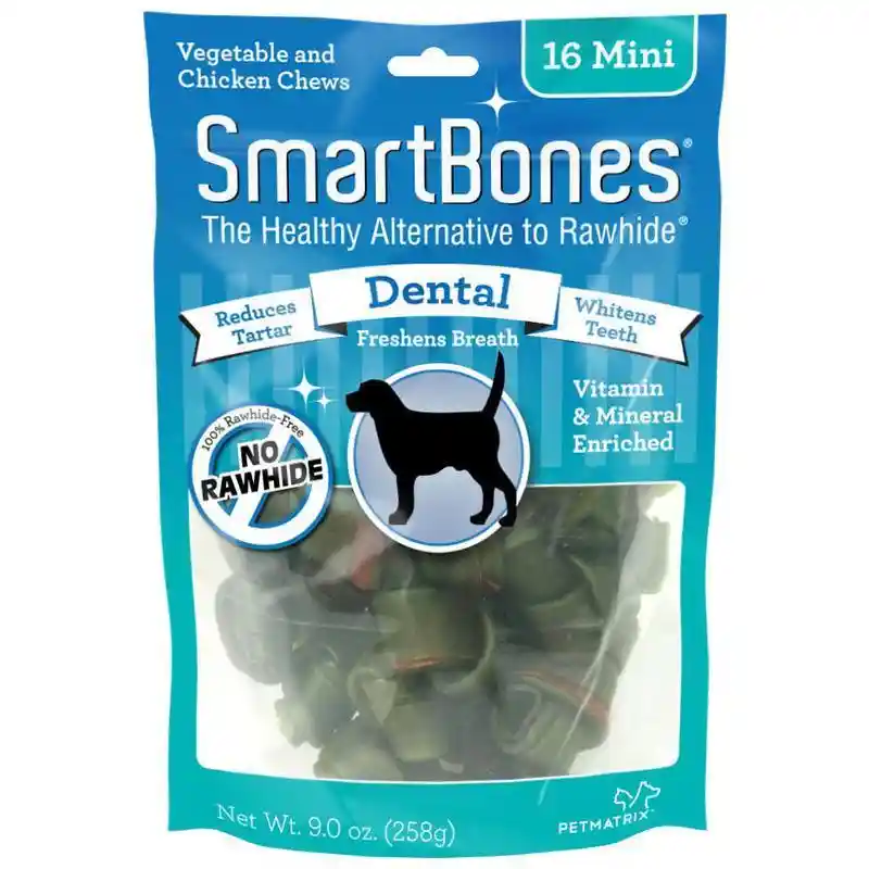Mini Dental Chew Bones Dog Treats 16-pack