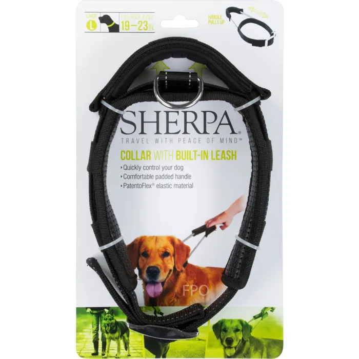 Worldwise Sherpa Collar With Built In Leash Black Large