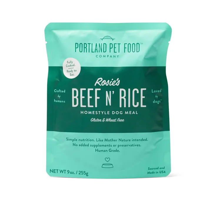 Portland Pet Food Rosie’s Beef N Rice Ready to Eat Pouch Wet Dog Food 9-oz