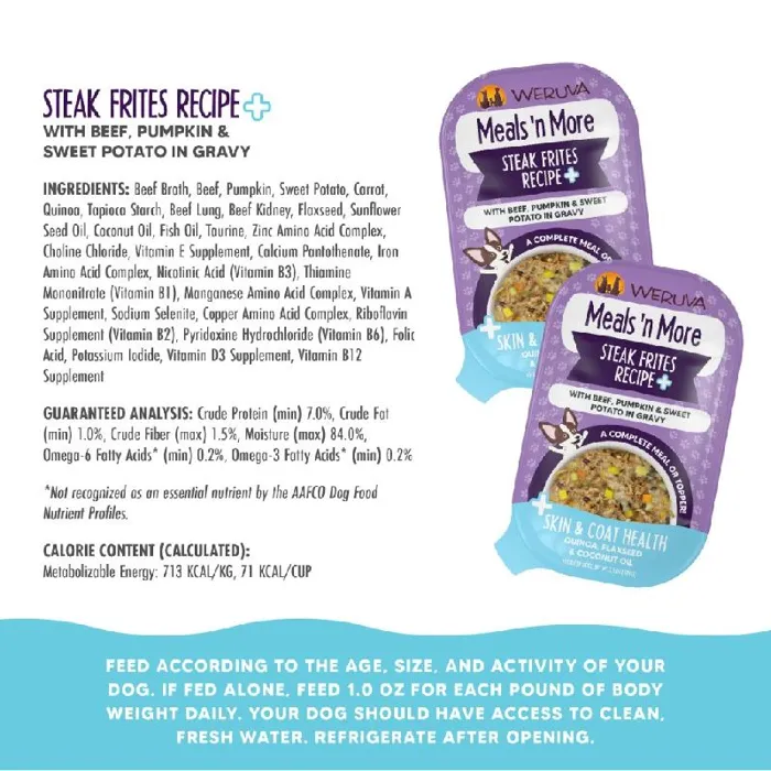 Weruva Meals N More Dog Cup - Steak Frites Plus 3.5oz 10/slv