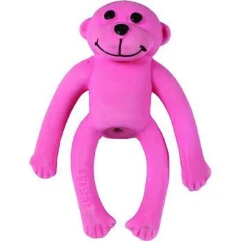 4" Latex Monkey Dog Toy, Pink, 4"