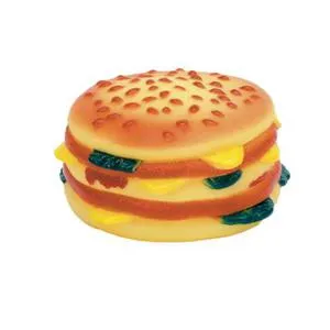 Vinyl Deluxe Hamburger Dog Toy, No Color, 3"
