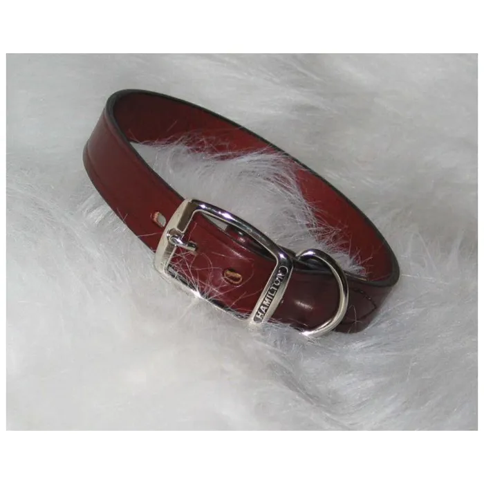 Creased Leather Collar Burgundy Large 1x26"