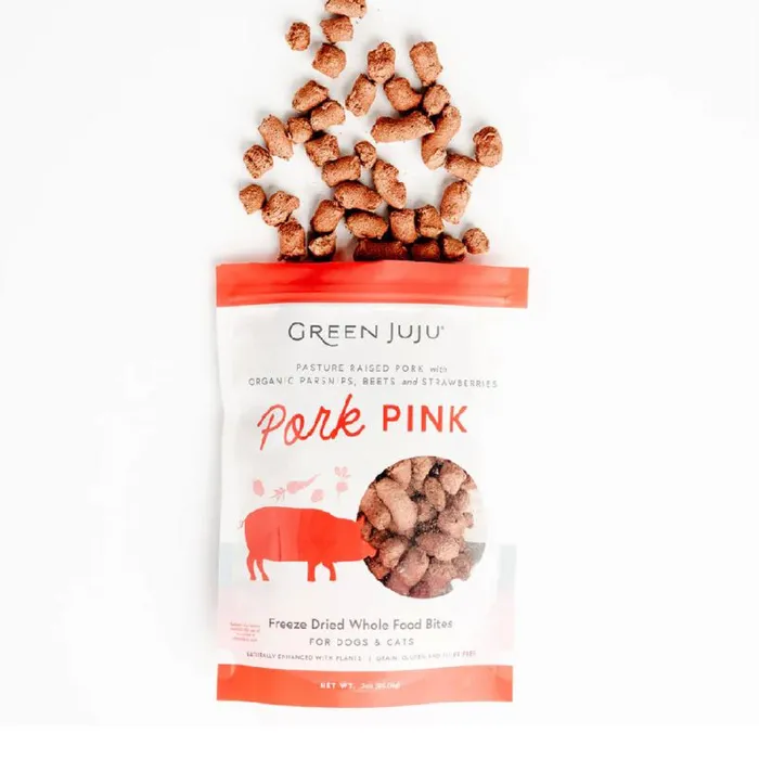 Green Juju Pork Pink Freeze-dried Whole Food Bites For Dogs & Cats 3-oz