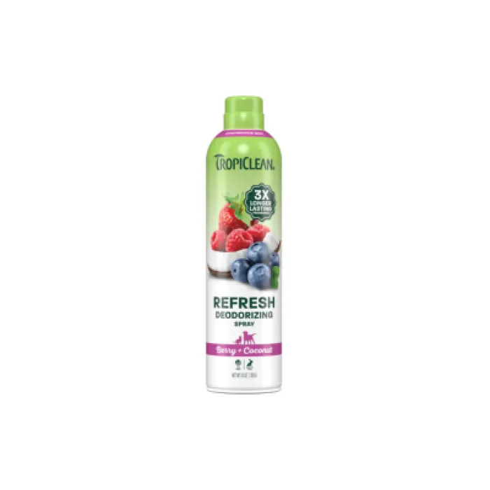 TropiClean Berry + Coconut Deodorizing Pet Spray 10oz front