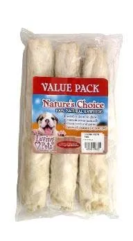 Loving Pets Rawhide White Knot Bone 10" 3 Pack