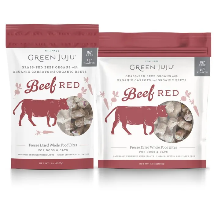 Green Juju Beef Red Freeze-dried Whole Food Bites For Dogs & Cats 7.5-oz