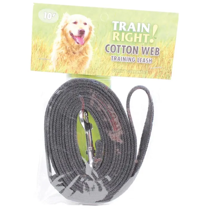 Cotton Web Dog Training Leash, Black, 5/8" X 10'