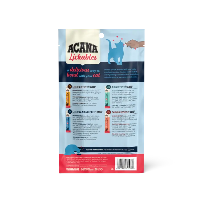 Acana Cat Lickables Variety Pack 8ct Treat 4oz 8/cs 6cs=mc