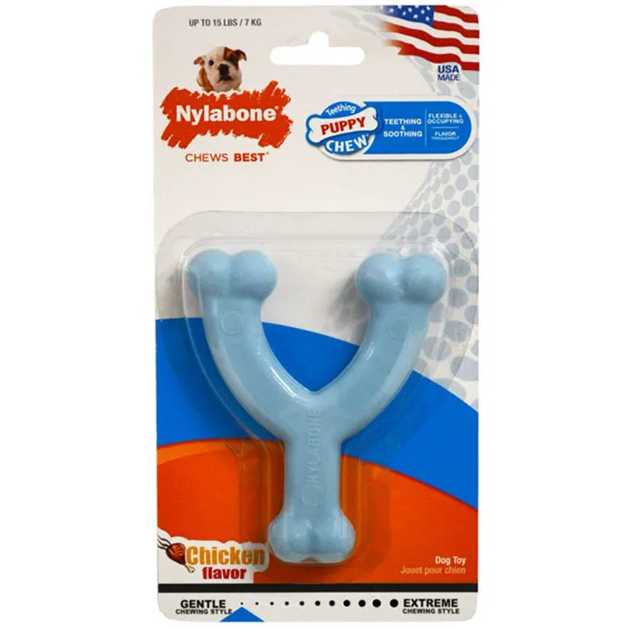 Nyla Puppy Chew Wishbone Toy, Petite, Blue