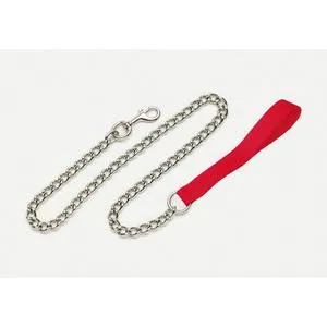 Chain Dog Leash With Nylon Handle, Red, 3.0 Mm X 04'