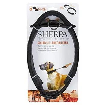Worldwise Sherpa Collar With Built In Leash Black Large