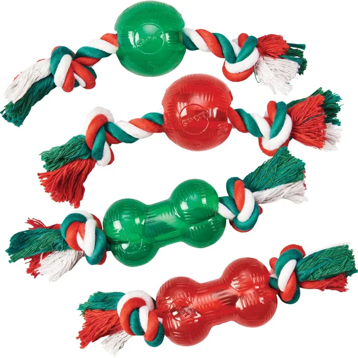 Spot Holiday Play Strong Sm Rubber Ball W/ Rope
