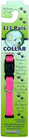 Adjustable Dog Collar, Neon Pink, 3/8" X 06"-08"
