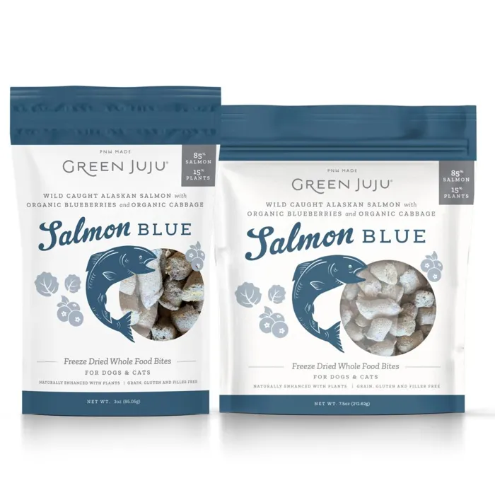 Green Juju Salmon Blue Freeze-dried Whole Food Bites For Dogs & Cats 3-oz