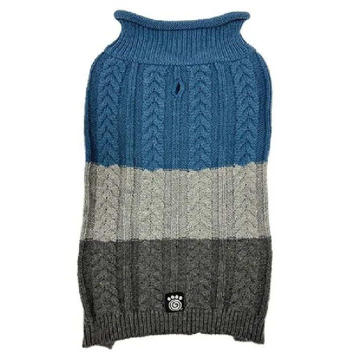 Petrageous Blue Color Block Roll Neck Medium