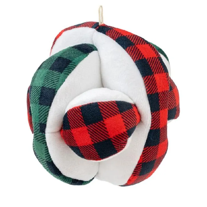 Tall Tails Holiday Plaid Ball Plush Puzzle