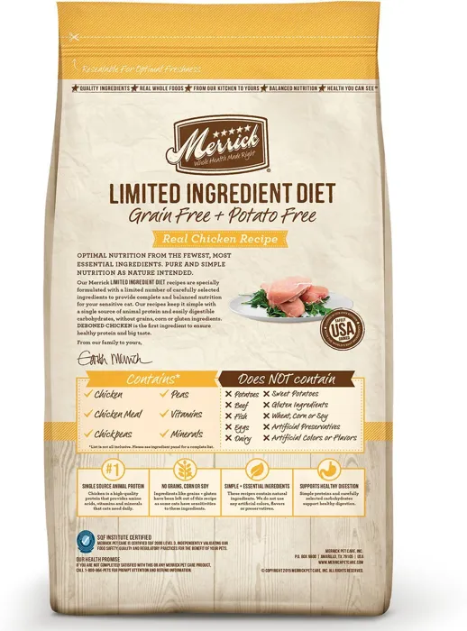 Limited Ingredient Diet Grain Free Real Chicken Recipe Dry Cat Food 4-lb