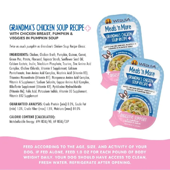 Weruva Meals N More Dog Cup - Grandma's Chicken Soup Plus 3.5oz 10/slv