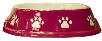 No Tip Paw Print Dish 5" Pink