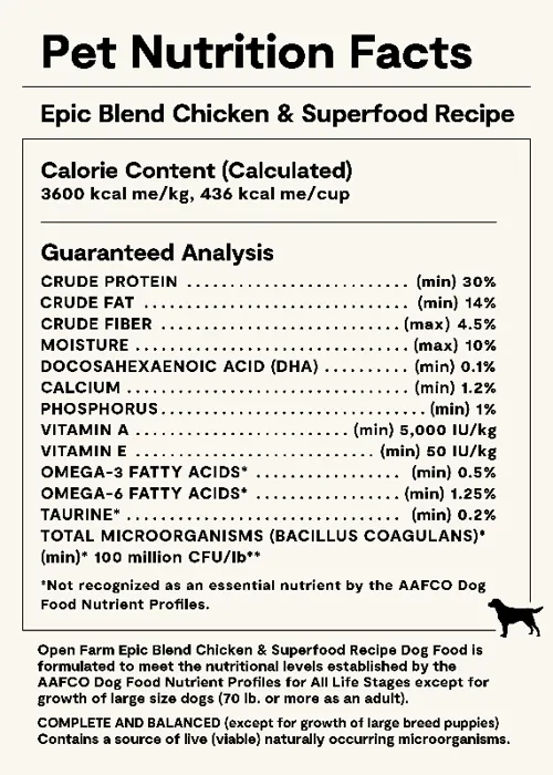 Open Farm Dog Epic Blend Chicken Superfood 18#