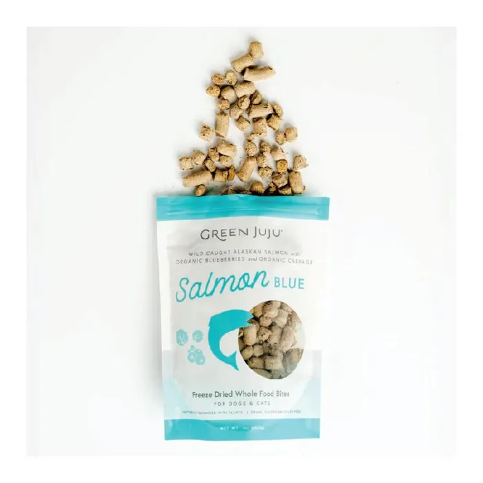 Green Juju Salmon Blue Freeze-dried Whole Food Bites For Dogs & Cats 3-oz