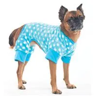 Cozy Fleece Sleeper Dog Pajamas Blue Small