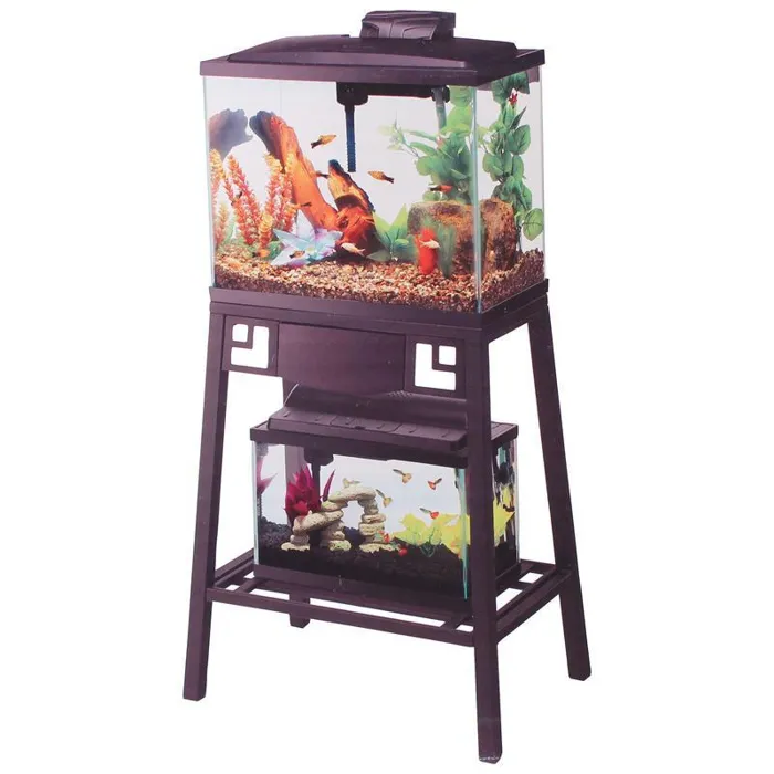 Forge Metal Aquarium Stand Black/brown 20"x10"