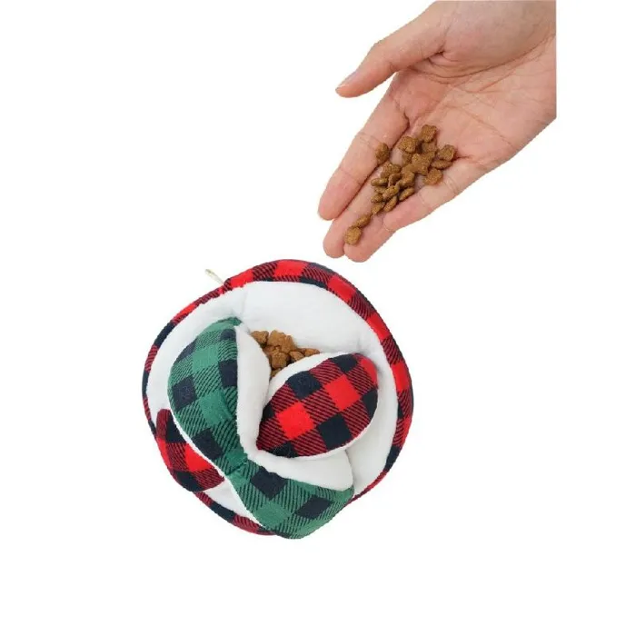 Tall Tails Holiday Plaid Ball Plush Puzzle
