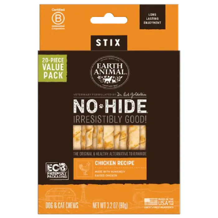 Earth Animal No Hide Chicken Stix Value 20-pk