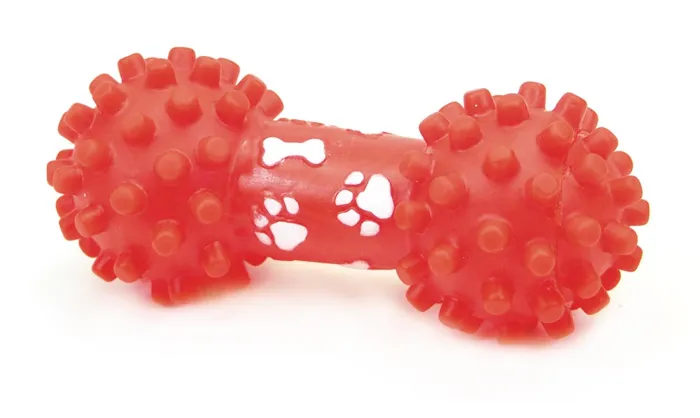 Vinyl Small Spike End Dumbbell Dog Toy, Red, 6.5"