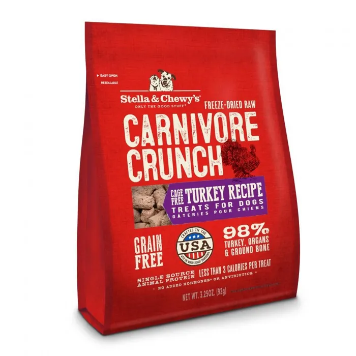 Carnivore Crunch Grain Free Turkey Recipe Freeze Dried Raw Dog Treats 3.25-oz