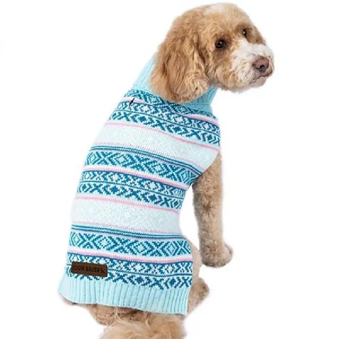 Petrageous Camano Fair Isle Sweater Aqua Pink Xs