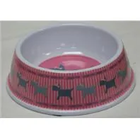 Designer Puppy Love No-tip Plastic Dish 8" Pink