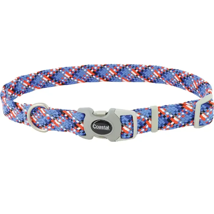 Pro Active Adjustable Woven Reflective Dog Collar Cobalt Crossed 5/8 X 8-12-in