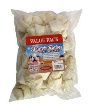 Loving Pets Rawhide White Knot Bones 4-5" 10pk"