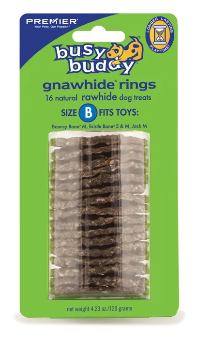 Busy Buddy Rawhide Treat Ring Refills, Original Rawhide, Medium