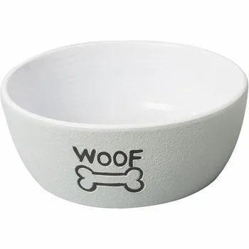 5 In. Nantucket Woof Dog Dish - Gray;