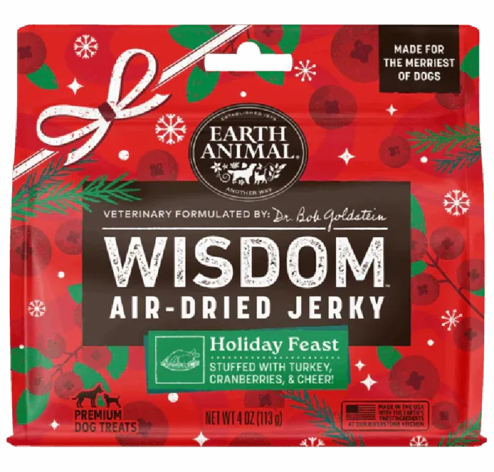 Earth Animal Dog Wisdom Ad Jerky Holiday 4oz
