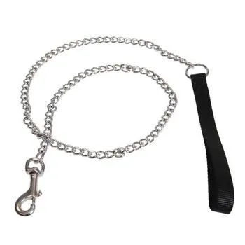Chain Dog Leash With Nylon Handle, Black, 2.0 Mm X 04'