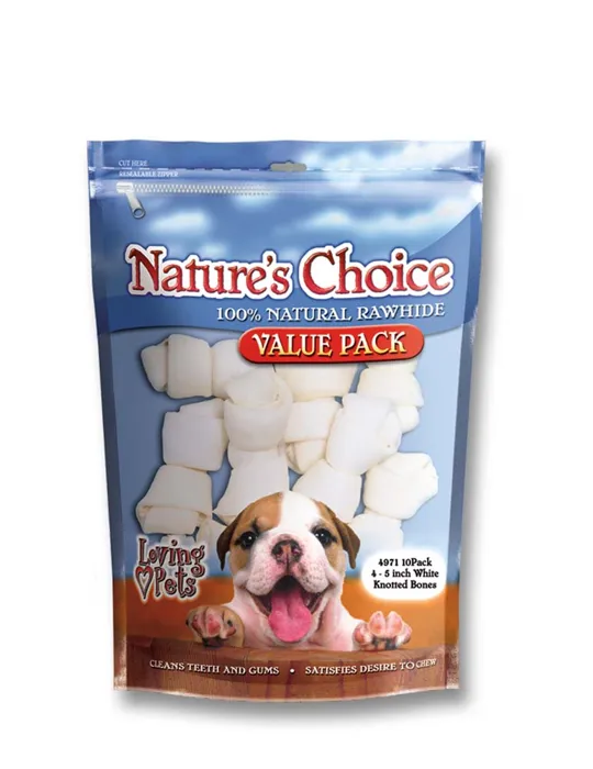 Loving Pets Rawhide White Knot Bones 4-5" 10pk"
