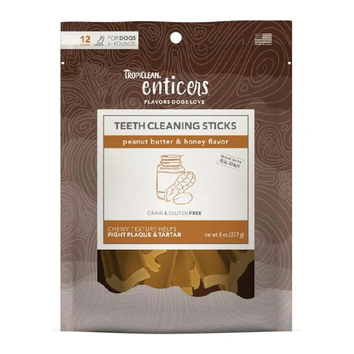 Tropiclean Treat Dental Stick Peanut Honey 12ct