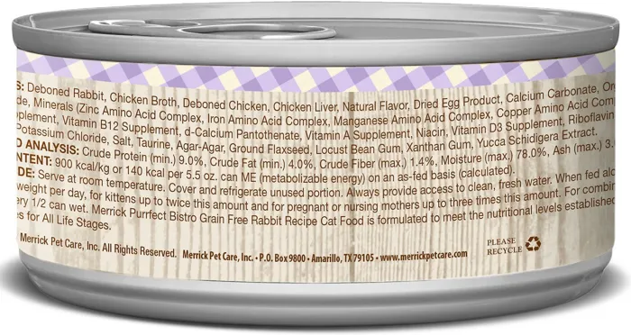 Purrfect Bistro Rabbit Pate Grain-free Canned Cat Food 5-oz
