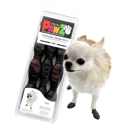 Waterproof Dog Boots, Black, 12 Count Tiny